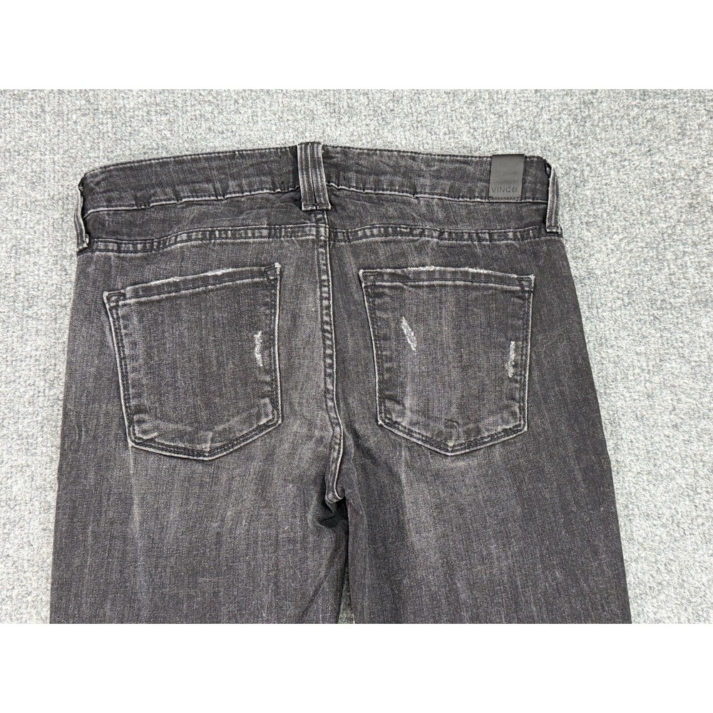 Vince Skinny Jeans Womens 25 Black Distressed Low Rise Denim